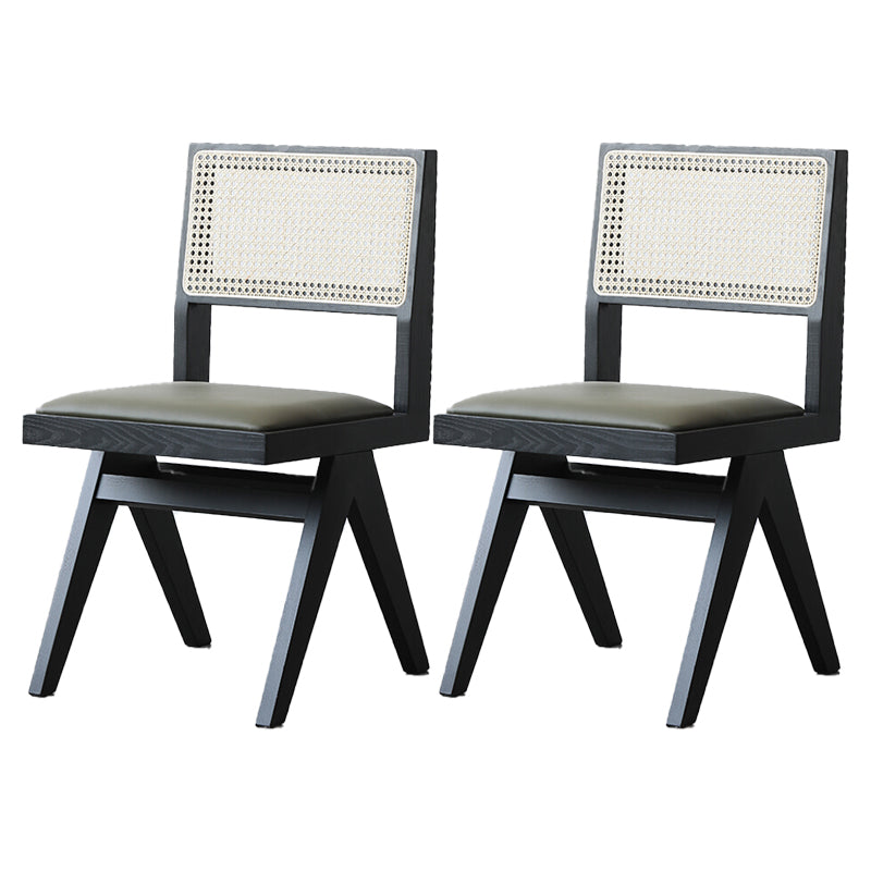 Armless Dining Chairs Modern Style Solid Wood Side Chairs for Dining Room Black Upholstered Chair(s) 2 Piece Set Clearhalo 'Dining Chairs' 'Dining Tables & Seating' 'dining_chair' 'furn' 'furn_dining_chair' 'Furniture' 'furniture_dining_chair' 'Kitchen & Dining Furniture' 5019658