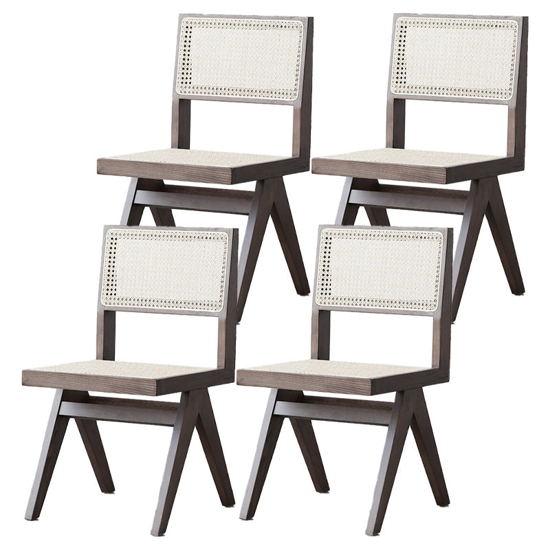 Armless Dining Chairs Modern Style Solid Wood Side Chairs for Dining Room Walnut Non-Upholstered Chair(s) 4 Piece Set Clearhalo 'Dining Chairs' 'Dining Tables & Seating' 'dining_chair' 'furn' 'furn_dining_chair' 'Furniture' 'furniture_dining_chair' 'Kitchen & Dining Furniture' 5019664