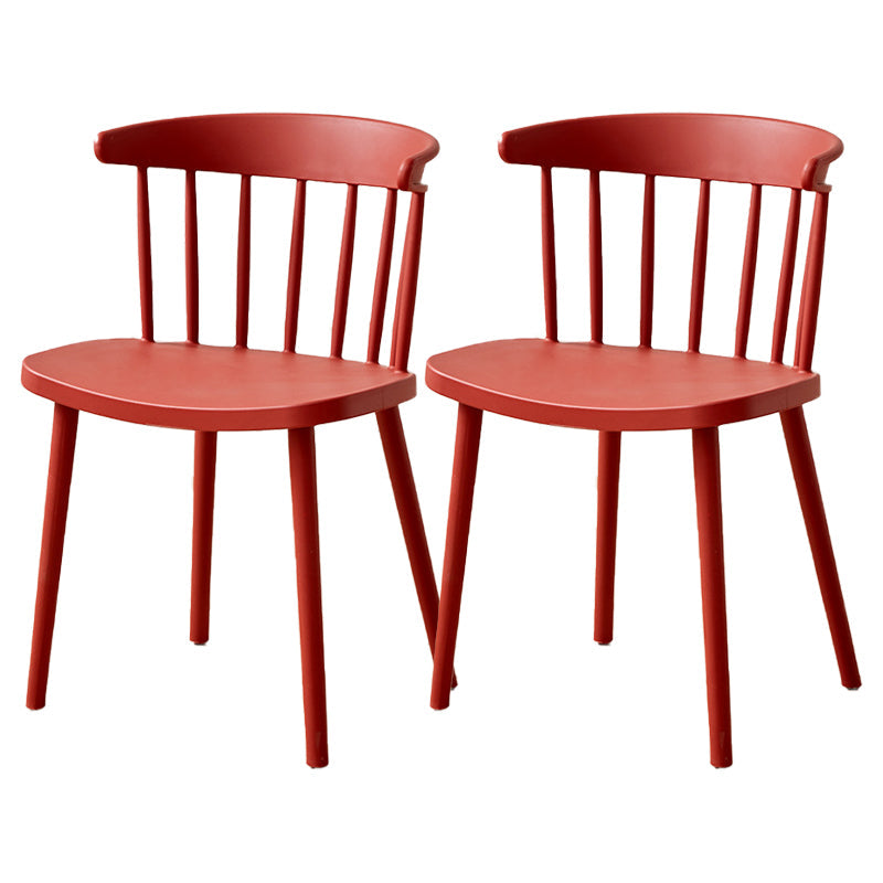 Plastic Scandinavian Side Chair Windsor Back Indoor-Outdoor Chair Burgundy 2 Piece Set Clearhalo 'Dining Chairs' 'Dining Tables & Seating' 'dining_chair' 'furn' 'furn_dining_chair' 'Furniture' 'furniture_dining_chair' 'Kitchen & Dining Furniture' 5019692