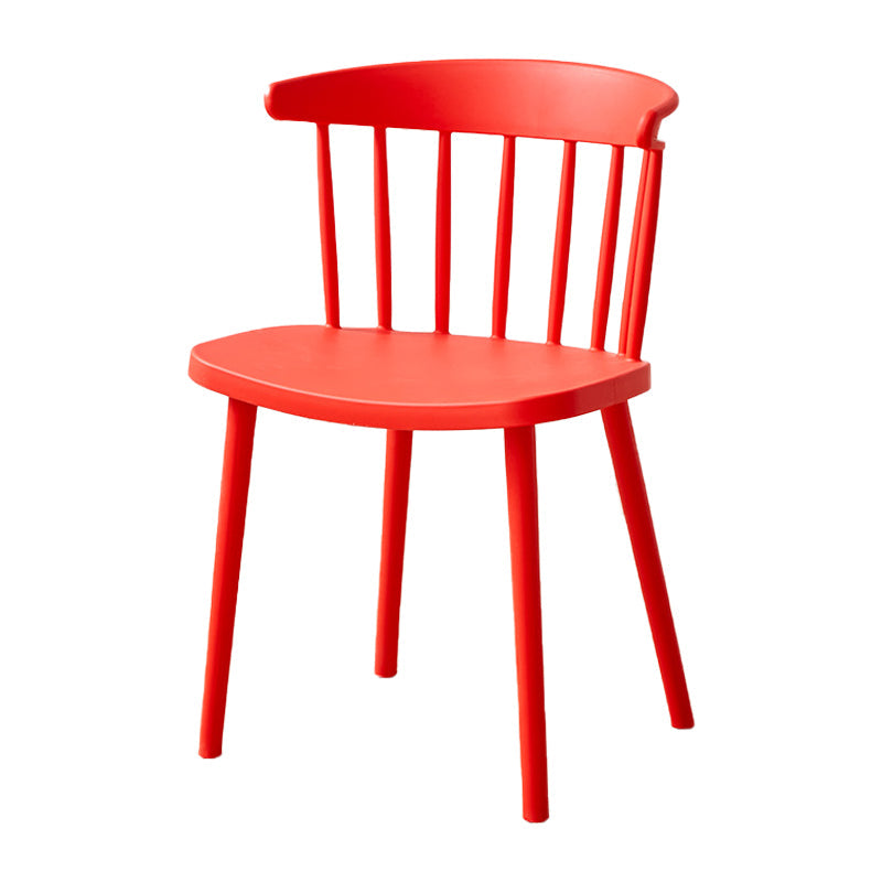 Plastic Scandinavian Side Chair Windsor Back Indoor-Outdoor Chair Red 1 Piece Clearhalo 'Dining Chairs' 'Dining Tables & Seating' 'dining_chair' 'furn' 'furn_dining_chair' 'Furniture' 'furniture_dining_chair' 'Kitchen & Dining Furniture' 5019695