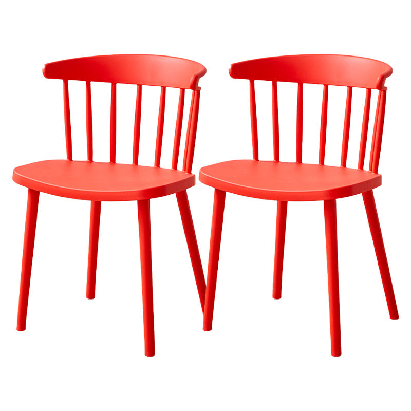 Plastic Scandinavian Side Chair Windsor Back Indoor-Outdoor Chair Red 2 Piece Set Clearhalo 'Dining Chairs' 'Dining Tables & Seating' 'dining_chair' 'furn' 'furn_dining_chair' 'Furniture' 'furniture_dining_chair' 'Kitchen & Dining Furniture' 5019698