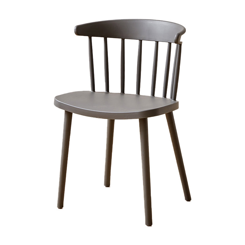 Plastic Scandinavian Side Chair Windsor Back Indoor-Outdoor Chair Grey 1 Piece Clearhalo 'Dining Chairs' 'Dining Tables & Seating' 'dining_chair' 'furn' 'furn_dining_chair' 'Furniture' 'furniture_dining_chair' 'Kitchen & Dining Furniture' 5019708