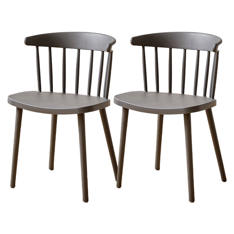 Plastic Scandinavian Side Chair Windsor Back Indoor-Outdoor Chair Grey 2 Piece Set Clearhalo 'Dining Chairs' 'Dining Tables & Seating' 'dining_chair' 'furn' 'furn_dining_chair' 'Furniture' 'furniture_dining_chair' 'Kitchen & Dining Furniture' 5019710