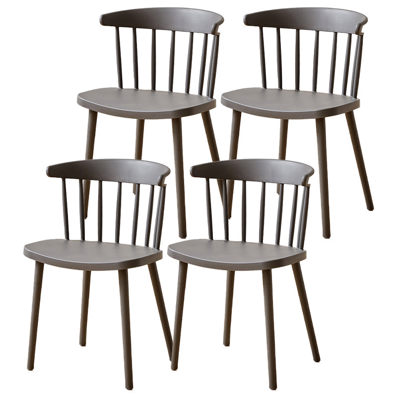 Plastic Scandinavian Side Chair Windsor Back Indoor-Outdoor Chair Grey 4 Piece Set Clearhalo 'Dining Chairs' 'Dining Tables & Seating' 'dining_chair' 'furn' 'furn_dining_chair' 'Furniture' 'furniture_dining_chair' 'Kitchen & Dining Furniture' 5019712