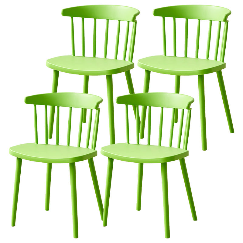 Plastic Scandinavian Side Chair Windsor Back Indoor-Outdoor Chair Fruit Green 4 Piece Set Clearhalo 'Dining Chairs' 'Dining Tables & Seating' 'dining_chair' 'furn' 'furn_dining_chair' 'Furniture' 'furniture_dining_chair' 'Kitchen & Dining Furniture' 5019717