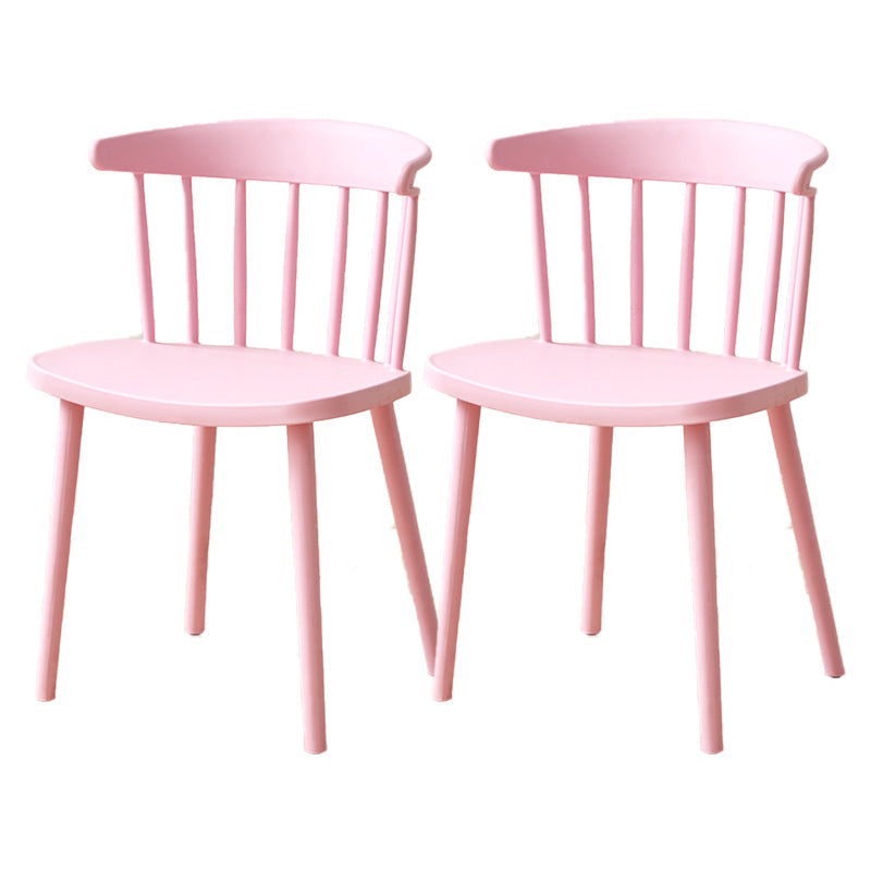 Plastic Scandinavian Side Chair Windsor Back Indoor-Outdoor Chair Pink 2 Piece Set Clearhalo 'Dining Chairs' 'Dining Tables & Seating' 'dining_chair' 'furn' 'furn_dining_chair' 'Furniture' 'furniture_dining_chair' 'Kitchen & Dining Furniture' 5019720