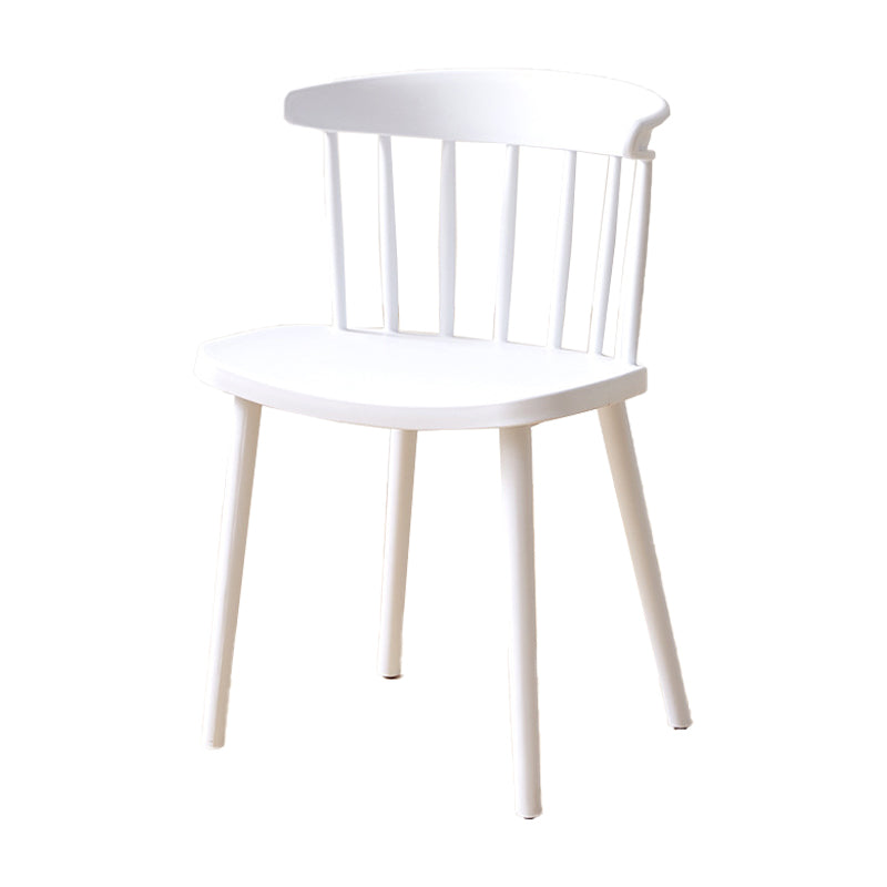 Plastic Scandinavian Side Chair Windsor Back Indoor-Outdoor Chair White 1 Piece Clearhalo 'Dining Chairs' 'Dining Tables & Seating' 'dining_chair' 'furn' 'furn_dining_chair' 'Furniture' 'furniture_dining_chair' 'Kitchen & Dining Furniture' 5019725