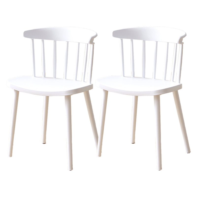 Plastic Scandinavian Side Chair Windsor Back Indoor-Outdoor Chair White 2 Piece Set Clearhalo 'Dining Chairs' 'Dining Tables & Seating' 'dining_chair' 'furn' 'furn_dining_chair' 'Furniture' 'furniture_dining_chair' 'Kitchen & Dining Furniture' 5019726