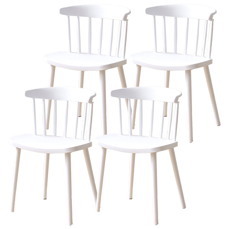 Plastic Scandinavian Side Chair Windsor Back Indoor-Outdoor Chair White 4 Piece Set Clearhalo 'Dining Chairs' 'Dining Tables & Seating' 'dining_chair' 'furn' 'furn_dining_chair' 'Furniture' 'furniture_dining_chair' 'Kitchen & Dining Furniture' 5019727