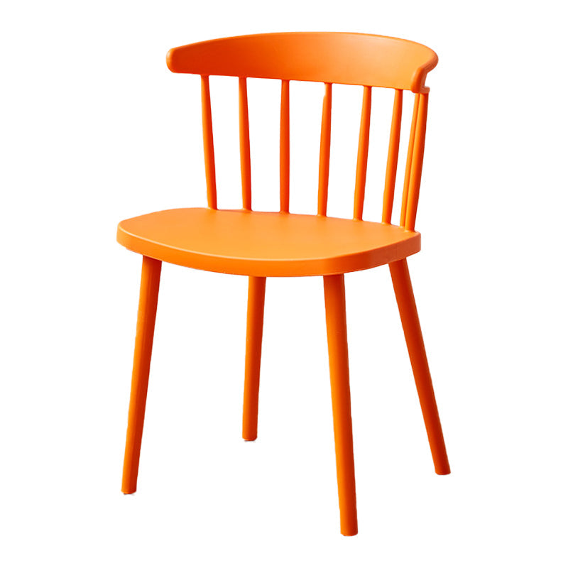 Plastic Scandinavian Side Chair Windsor Back Indoor-Outdoor Chair Orange 1 Piece Clearhalo 'Dining Chairs' 'Dining Tables & Seating' 'dining_chair' 'furn' 'furn_dining_chair' 'Furniture' 'furniture_dining_chair' 'Kitchen & Dining Furniture' 5019728