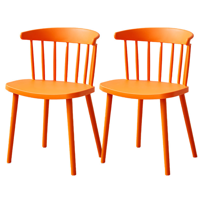 Plastic Scandinavian Side Chair Windsor Back Indoor-Outdoor Chair Orange 2 Piece Set Clearhalo 'Dining Chairs' 'Dining Tables & Seating' 'dining_chair' 'furn' 'furn_dining_chair' 'Furniture' 'furniture_dining_chair' 'Kitchen & Dining Furniture' 5019729