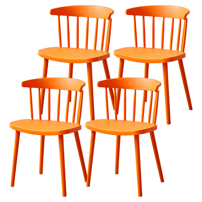Plastic Scandinavian Side Chair Windsor Back Indoor-Outdoor Chair Orange 4 Piece Set Clearhalo 'Dining Chairs' 'Dining Tables & Seating' 'dining_chair' 'furn' 'furn_dining_chair' 'Furniture' 'furniture_dining_chair' 'Kitchen & Dining Furniture' 5019730