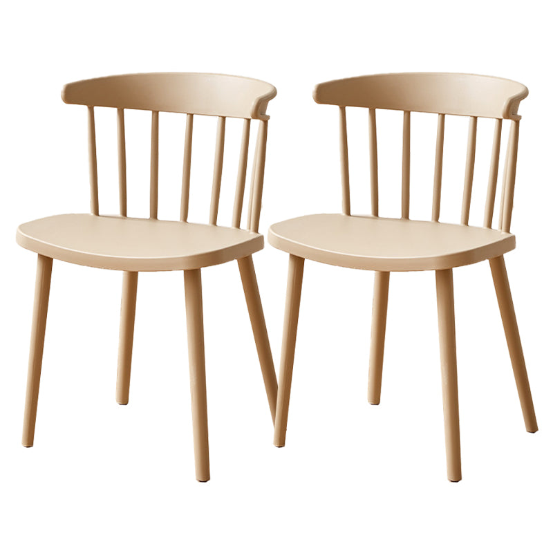 Plastic Scandinavian Side Chair Windsor Back Indoor-Outdoor Chair Khaki 2 Piece Set Clearhalo 'Dining Chairs' 'Dining Tables & Seating' 'dining_chair' 'furn' 'furn_dining_chair' 'Furniture' 'furniture_dining_chair' 'Kitchen & Dining Furniture' 5019732