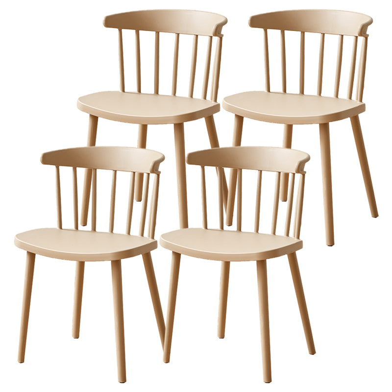 Plastic Scandinavian Side Chair Windsor Back Indoor-Outdoor Chair Khaki 4 Piece Set Clearhalo 'Dining Chairs' 'Dining Tables & Seating' 'dining_chair' 'furn' 'furn_dining_chair' 'Furniture' 'furniture_dining_chair' 'Kitchen & Dining Furniture' 5019733