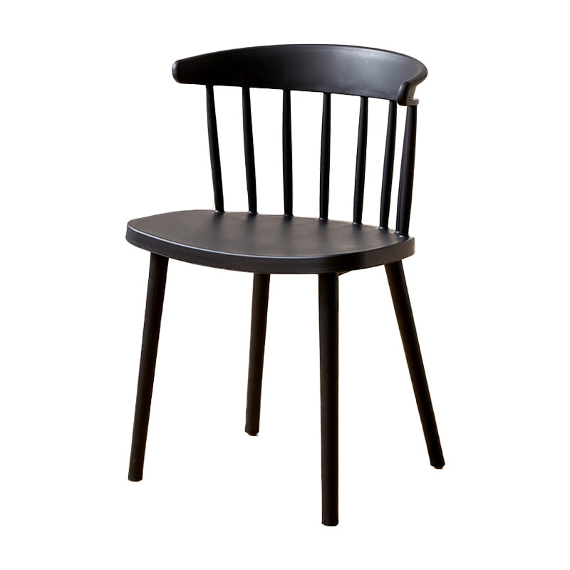Plastic Scandinavian Side Chair Windsor Back Indoor-Outdoor Chair Black 1 Piece Clearhalo 'Dining Chairs' 'Dining Tables & Seating' 'dining_chair' 'furn' 'furn_dining_chair' 'Furniture' 'furniture_dining_chair' 'Kitchen & Dining Furniture' 5019734