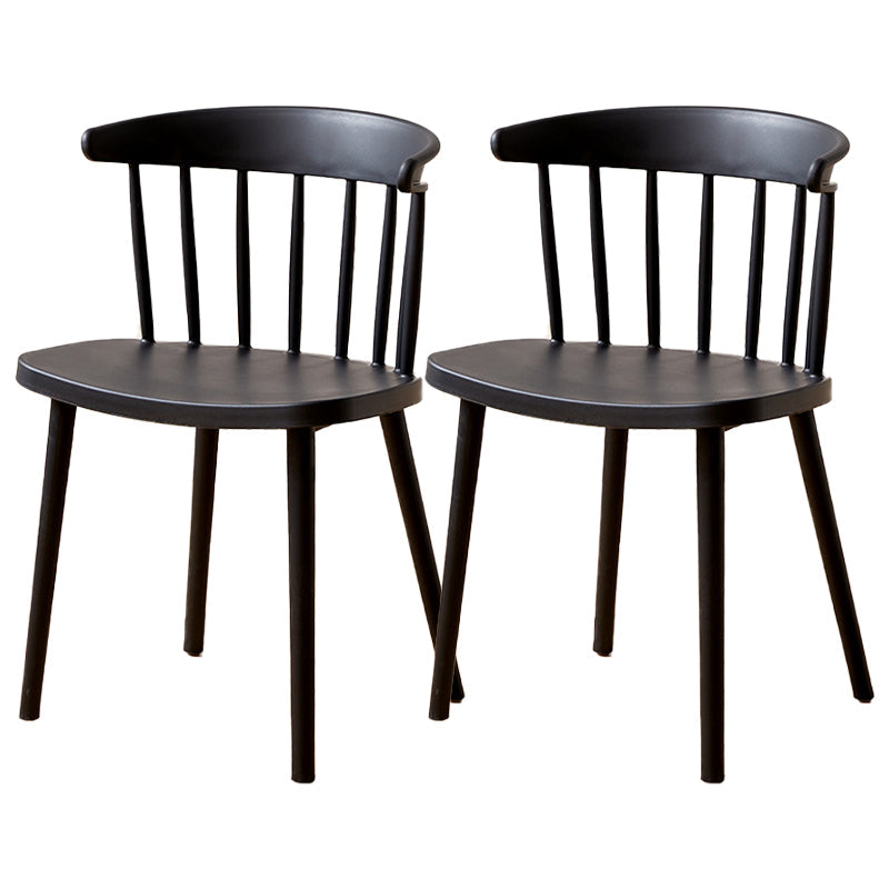 Plastic Scandinavian Side Chair Windsor Back Indoor-Outdoor Chair Black 2 Piece Set Clearhalo 'Dining Chairs' 'Dining Tables & Seating' 'dining_chair' 'furn' 'furn_dining_chair' 'Furniture' 'furniture_dining_chair' 'Kitchen & Dining Furniture' 5019735