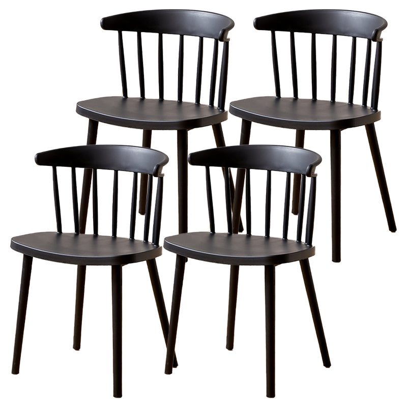 Plastic Scandinavian Side Chair Windsor Back Indoor-Outdoor Chair Black 4 Piece Set Clearhalo 'Dining Chairs' 'Dining Tables & Seating' 'dining_chair' 'furn' 'furn_dining_chair' 'Furniture' 'furniture_dining_chair' 'Kitchen & Dining Furniture' 5019736