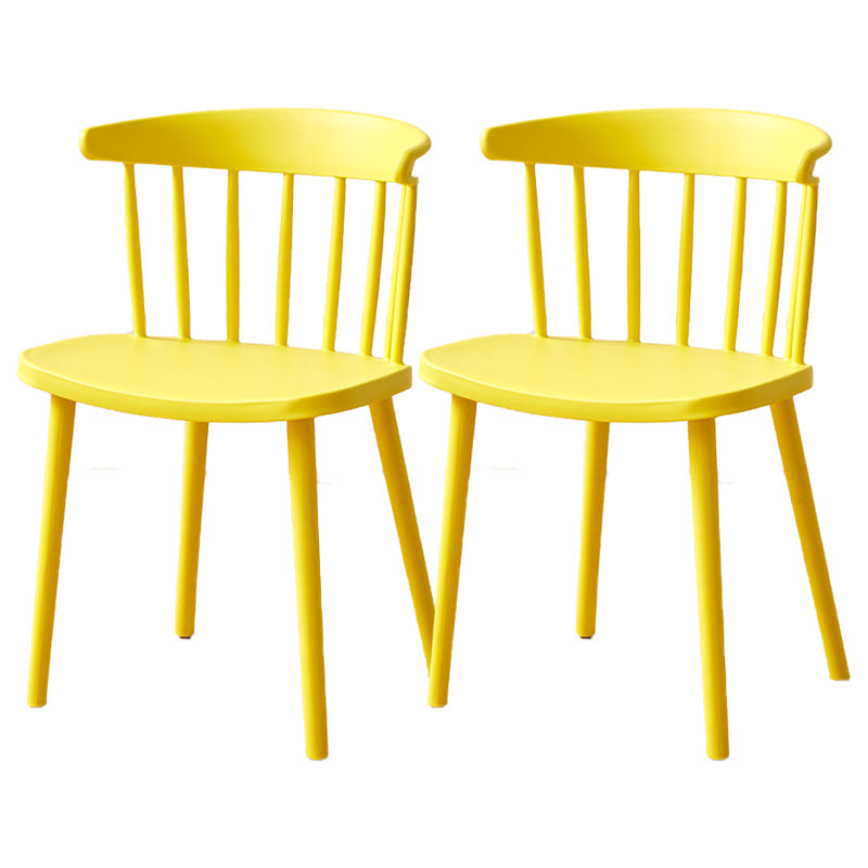 Plastic Scandinavian Side Chair Windsor Back Indoor-Outdoor Chair Yellow 2 Piece Set Clearhalo 'Dining Chairs' 'Dining Tables & Seating' 'dining_chair' 'furn' 'furn_dining_chair' 'Furniture' 'furniture_dining_chair' 'Kitchen & Dining Furniture' 5019738