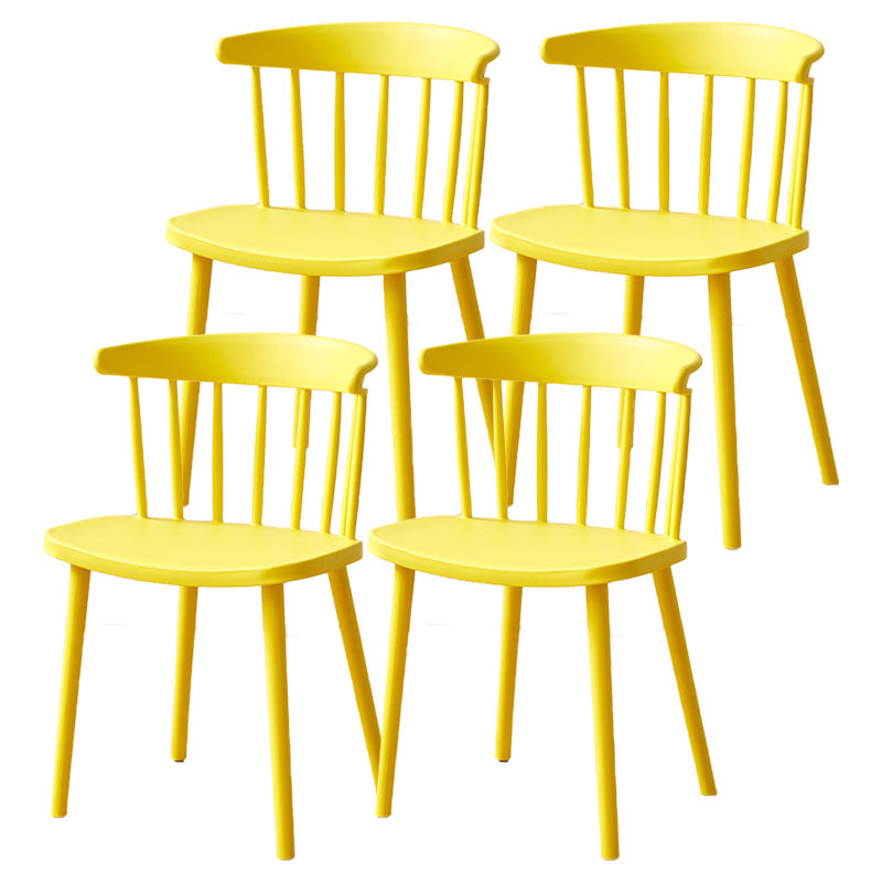 Plastic Scandinavian Side Chair Windsor Back Indoor-Outdoor Chair Yellow 4 Piece Set Clearhalo 'Dining Chairs' 'Dining Tables & Seating' 'dining_chair' 'furn' 'furn_dining_chair' 'Furniture' 'furniture_dining_chair' 'Kitchen & Dining Furniture' 5019739