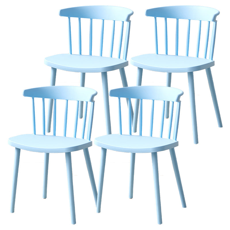 Plastic Scandinavian Side Chair Windsor Back Indoor-Outdoor Chair Light Blue 4 Piece Set Clearhalo 'Dining Chairs' 'Dining Tables & Seating' 'dining_chair' 'furn' 'furn_dining_chair' 'Furniture' 'furniture_dining_chair' 'Kitchen & Dining Furniture' 5019742