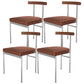 Glam Style Faux Leather Dining Chair Open Back Dining Side Chair for Home Silver Brown 4 Piece Set Clearhalo 'Dining Chairs' 'Dining Tables & Seating' 'dining_chair' 'furn' 'furn_dining_chair' 'Furniture' 'furniture_dining_chair' 'Kitchen & Dining Furniture' 5019746