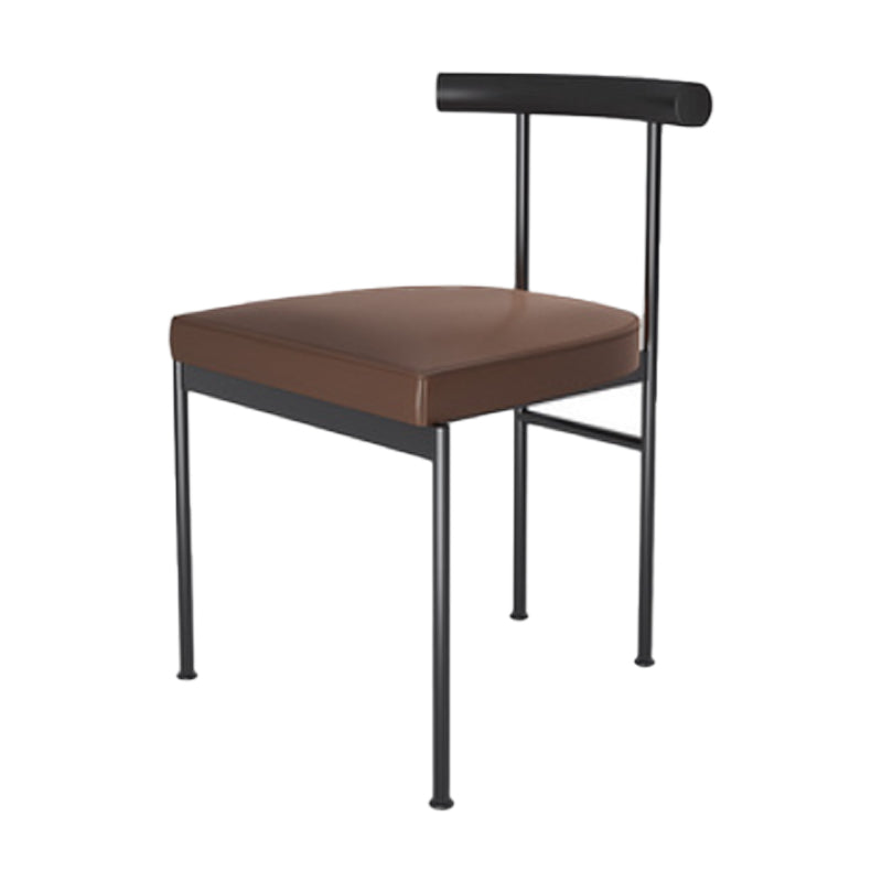 Glam Style Faux Leather Dining Chair Open Back Dining Side Chair for Home Black-Brown 1 Piece Clearhalo 'Dining Chairs' 'Dining Tables & Seating' 'dining_chair' 'furn' 'furn_dining_chair' 'Furniture' 'furniture_dining_chair' 'Kitchen & Dining Furniture' 5019748