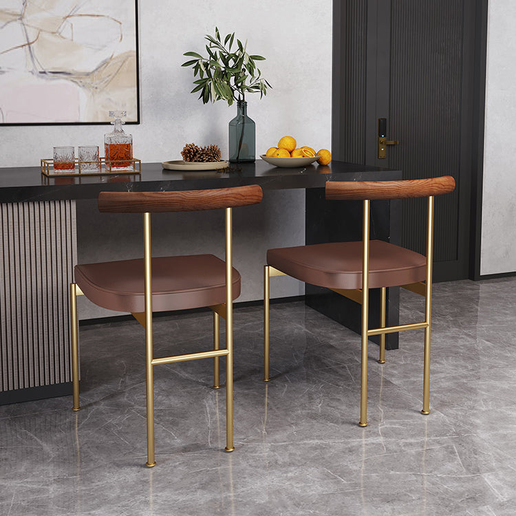 Glam Style Faux Leather Dining Chair Open Back Dining Side Chair for Home Clearhalo 'Dining Chairs' 'Dining Tables & Seating' 'dining_chair' 'furn' 'furn_dining_chair' 'Furniture' 'furniture_dining_chair' 'Kitchen & Dining Furniture' 5019750