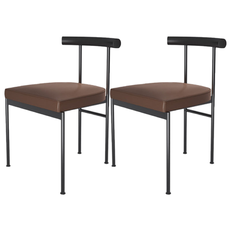 Glam Style Faux Leather Dining Chair Open Back Dining Side Chair for Home Black-Brown 2 Piece Set Clearhalo 'Dining Chairs' 'Dining Tables & Seating' 'dining_chair' 'furn' 'furn_dining_chair' 'Furniture' 'furniture_dining_chair' 'Kitchen & Dining Furniture' 5019751