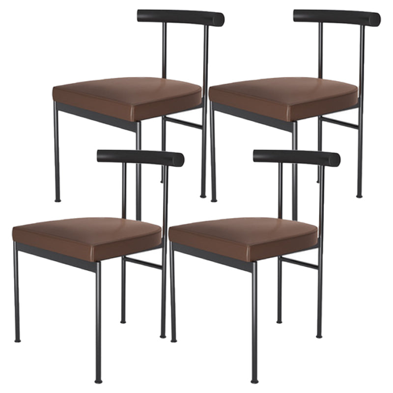 Glam Style Faux Leather Dining Chair Open Back Dining Side Chair for Home Black-Brown 4 Piece Set Clearhalo 'Dining Chairs' 'Dining Tables & Seating' 'dining_chair' 'furn' 'furn_dining_chair' 'Furniture' 'furniture_dining_chair' 'Kitchen & Dining Furniture' 5019752