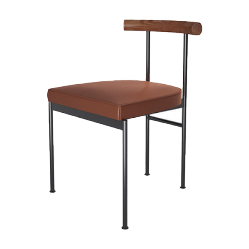 Glam Style Faux Leather Dining Chair Open Back Dining Side Chair for Home Brown-Black 1 Piece Clearhalo 'Dining Chairs' 'Dining Tables & Seating' 'dining_chair' 'furn' 'furn_dining_chair' 'Furniture' 'furniture_dining_chair' 'Kitchen & Dining Furniture' 5019754