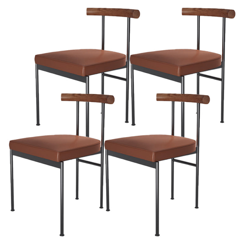 Glam Style Faux Leather Dining Chair Open Back Dining Side Chair for Home Brown-Black 4 Piece Set Clearhalo 'Dining Chairs' 'Dining Tables & Seating' 'dining_chair' 'furn' 'furn_dining_chair' 'Furniture' 'furniture_dining_chair' 'Kitchen & Dining Furniture' 5019759