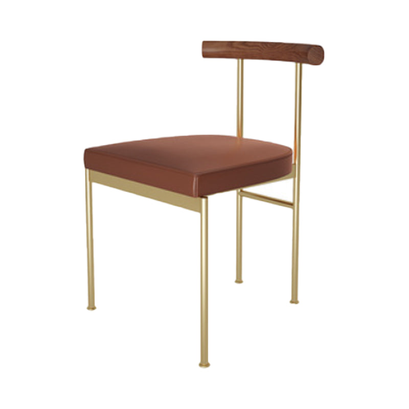 Glam Style Faux Leather Dining Chair Open Back Dining Side Chair for Home Gold-Brown 1 Piece Clearhalo 'Dining Chairs' 'Dining Tables & Seating' 'dining_chair' 'furn' 'furn_dining_chair' 'Furniture' 'furniture_dining_chair' 'Kitchen & Dining Furniture' 5019761