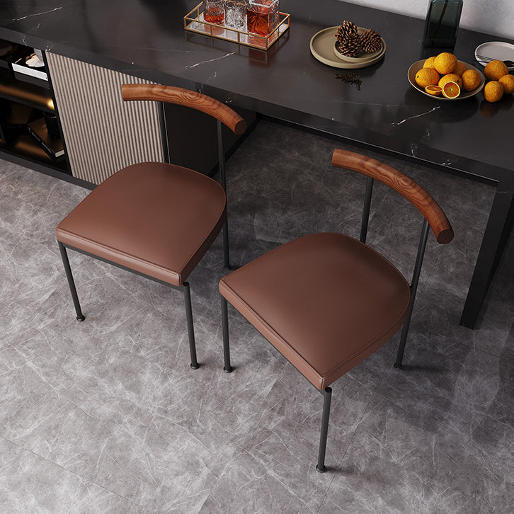 Glam Style Faux Leather Dining Chair Open Back Dining Side Chair for Home Clearhalo 'Dining Chairs' 'Dining Tables & Seating' 'dining_chair' 'furn' 'furn_dining_chair' 'Furniture' 'furniture_dining_chair' 'Kitchen & Dining Furniture' 5019763