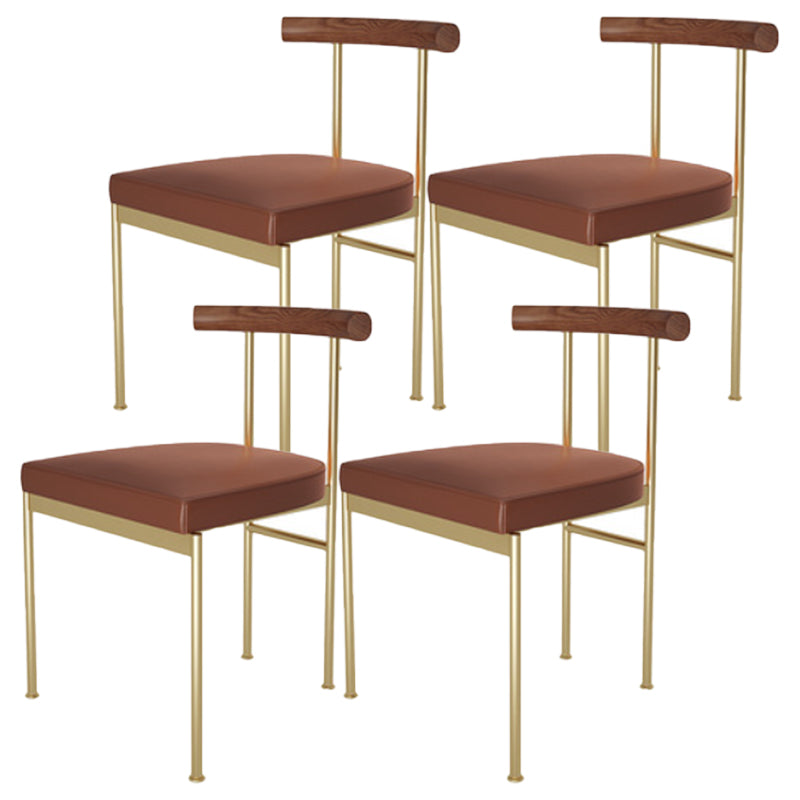 Glam Style Faux Leather Dining Chair Open Back Dining Side Chair for Home Gold-Brown 4 Piece Set Clearhalo 'Dining Chairs' 'Dining Tables & Seating' 'dining_chair' 'furn' 'furn_dining_chair' 'Furniture' 'furniture_dining_chair' 'Kitchen & Dining Furniture' 5019764