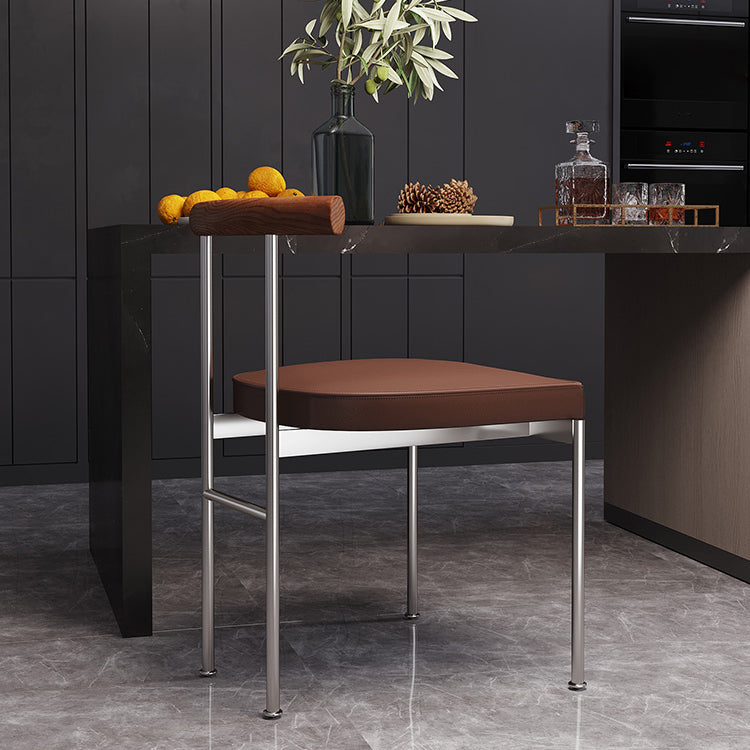 Glam Style Faux Leather Dining Chair Open Back Dining Side Chair for Home Clearhalo 'Dining Chairs' 'Dining Tables & Seating' 'dining_chair' 'furn' 'furn_dining_chair' 'Furniture' 'furniture_dining_chair' 'Kitchen & Dining Furniture' 5019765