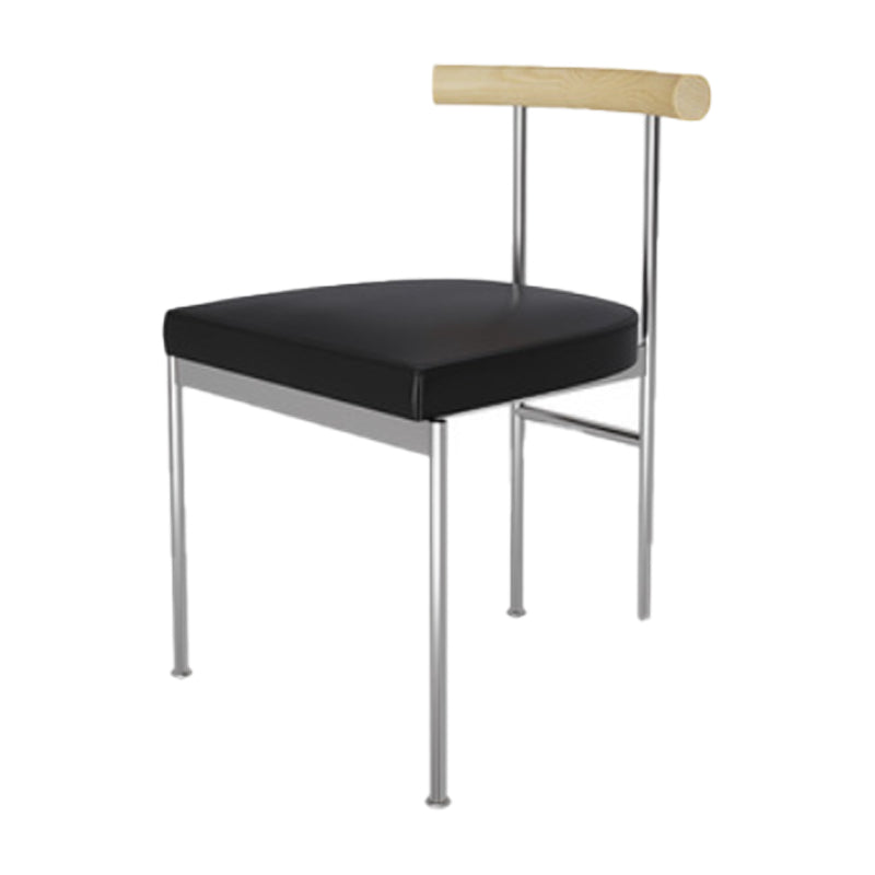 Glam Style Faux Leather Dining Chair Open Back Dining Side Chair for Home Black-Silver 1 Piece Clearhalo 'Dining Chairs' 'Dining Tables & Seating' 'dining_chair' 'furn' 'furn_dining_chair' 'Furniture' 'furniture_dining_chair' 'Kitchen & Dining Furniture' 5019766