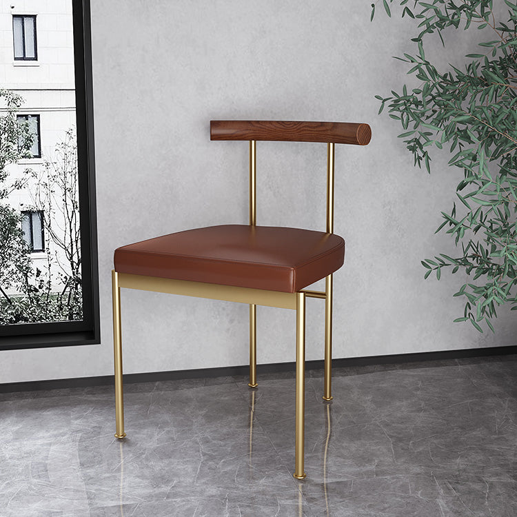 Glam Style Faux Leather Dining Chair Open Back Dining Side Chair for Home Clearhalo 'Dining Chairs' 'Dining Tables & Seating' 'dining_chair' 'furn' 'furn_dining_chair' 'Furniture' 'furniture_dining_chair' 'Kitchen & Dining Furniture' 5019767