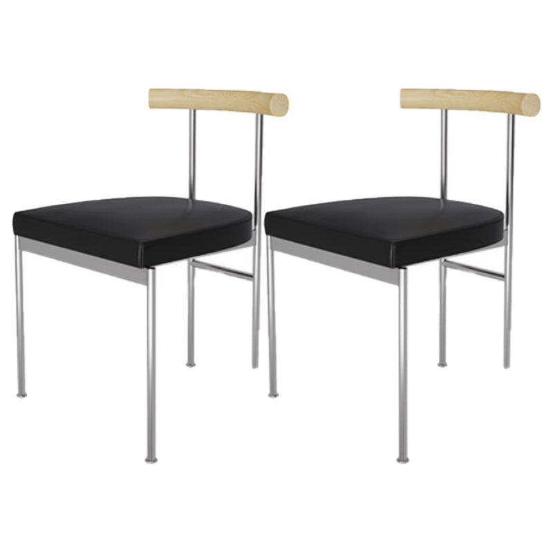 Glam Style Faux Leather Dining Chair Open Back Dining Side Chair for Home Black-Silver 2 Piece Set Clearhalo 'Dining Chairs' 'Dining Tables & Seating' 'dining_chair' 'furn' 'furn_dining_chair' 'Furniture' 'furniture_dining_chair' 'Kitchen & Dining Furniture' 5019769