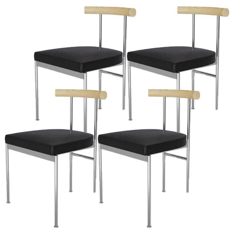 Glam Style Faux Leather Dining Chair Open Back Dining Side Chair for Home Black-Silver 4 Piece Set Clearhalo 'Dining Chairs' 'Dining Tables & Seating' 'dining_chair' 'furn' 'furn_dining_chair' 'Furniture' 'furniture_dining_chair' 'Kitchen & Dining Furniture' 5019770