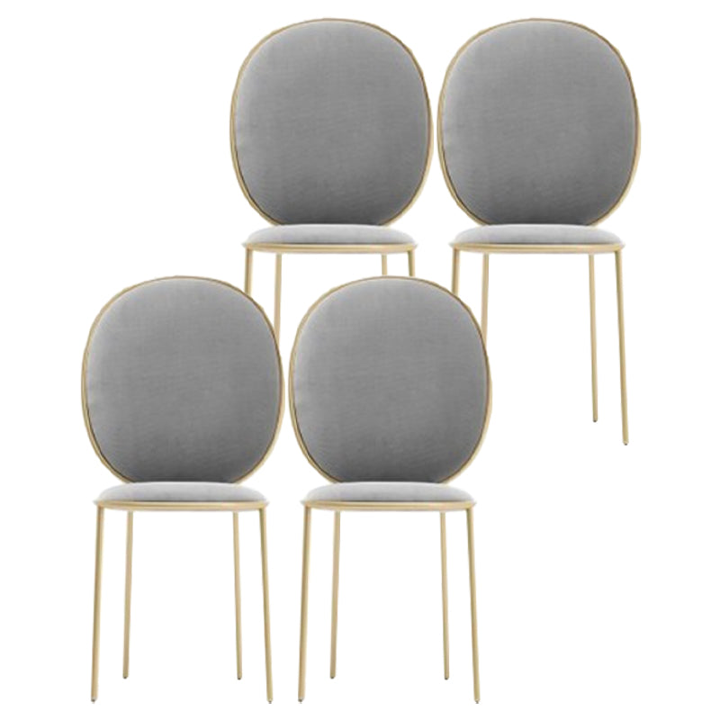 Glam Style Dining Chair Upholstered King Louis Back Dining Chair for Home Grey 4 Piece Set Clearhalo 'Dining Chairs' 'Dining Tables & Seating' 'dining_chair' 'furn' 'furn_dining_chair' 'Furniture' 'furniture_dining_chair' 'Kitchen & Dining Furniture' 5019777