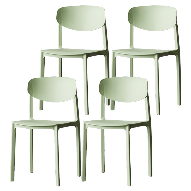 Plastic Contemporary Side Chair Open Back Indoor-Outdoor Chair Green 4 Piece Set Clearhalo 'Dining Chairs' 'Dining Tables & Seating' 'dining_chair' 'furn' 'furn_dining_chair' 'Furniture' 'furniture_dining_chair' 'Kitchen & Dining Furniture' 5019804