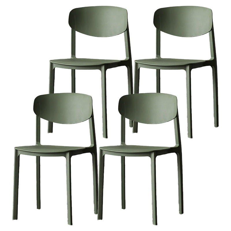 Plastic Contemporary Side Chair Open Back Indoor-Outdoor Chair Army Green 4 Piece Set Clearhalo 'Dining Chairs' 'Dining Tables & Seating' 'dining_chair' 'furn' 'furn_dining_chair' 'Furniture' 'furniture_dining_chair' 'Kitchen & Dining Furniture' 5019810