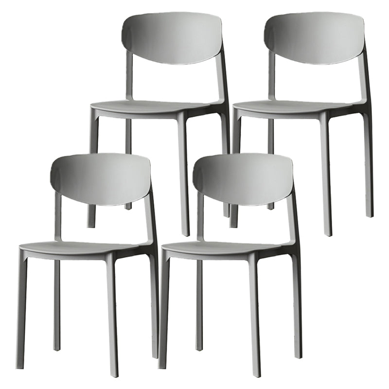 Plastic Contemporary Side Chair Open Back Indoor-Outdoor Chair Grey 4 Piece Set Clearhalo 'Dining Chairs' 'Dining Tables & Seating' 'dining_chair' 'furn' 'furn_dining_chair' 'Furniture' 'furniture_dining_chair' 'Kitchen & Dining Furniture' 5019816