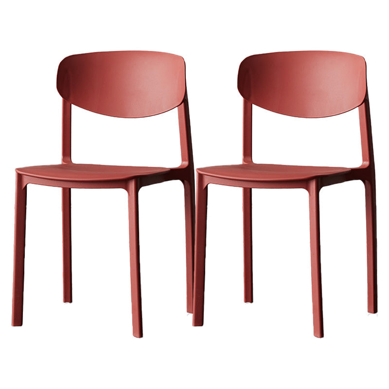 Plastic Contemporary Side Chair Open Back Indoor-Outdoor Chair Red 2 Piece Set Clearhalo 'Dining Chairs' 'Dining Tables & Seating' 'dining_chair' 'furn' 'furn_dining_chair' 'Furniture' 'furniture_dining_chair' 'Kitchen & Dining Furniture' 5019820