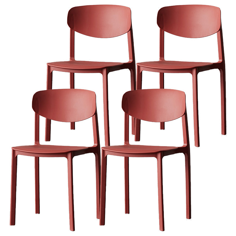 Plastic Contemporary Side Chair Open Back Indoor-Outdoor Chair Red 4 Piece Set Clearhalo 'Dining Chairs' 'Dining Tables & Seating' 'dining_chair' 'furn' 'furn_dining_chair' 'Furniture' 'furniture_dining_chair' 'Kitchen & Dining Furniture' 5019821