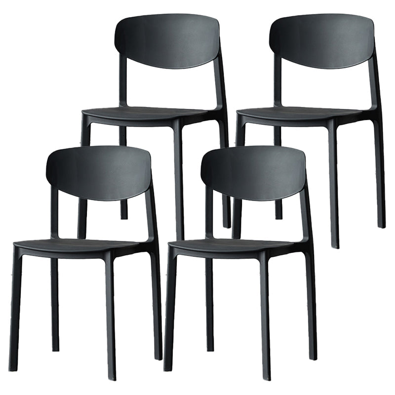 Plastic Contemporary Side Chair Open Back Indoor-Outdoor Chair Black 4 Piece Set Clearhalo 'Dining Chairs' 'Dining Tables & Seating' 'dining_chair' 'furn' 'furn_dining_chair' 'Furniture' 'furniture_dining_chair' 'Kitchen & Dining Furniture' 5019833