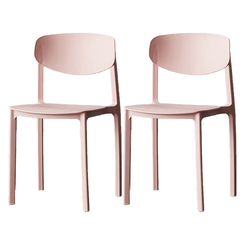 Plastic Contemporary Side Chair Open Back Indoor-Outdoor Chair Pink 2 Piece Set Clearhalo 'Dining Chairs' 'Dining Tables & Seating' 'dining_chair' 'furn' 'furn_dining_chair' 'Furniture' 'furniture_dining_chair' 'Kitchen & Dining Furniture' 5019835