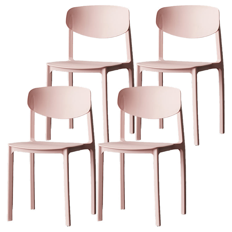 Plastic Contemporary Side Chair Open Back Indoor-Outdoor Chair Pink 4 Piece Set Clearhalo 'Dining Chairs' 'Dining Tables & Seating' 'dining_chair' 'furn' 'furn_dining_chair' 'Furniture' 'furniture_dining_chair' 'Kitchen & Dining Furniture' 5019836
