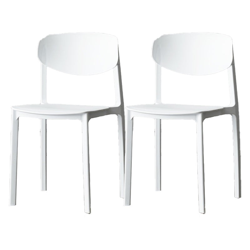 Plastic Contemporary Side Chair Open Back Indoor-Outdoor Chair White 2 Piece Set Clearhalo 'Dining Chairs' 'Dining Tables & Seating' 'dining_chair' 'furn' 'furn_dining_chair' 'Furniture' 'furniture_dining_chair' 'Kitchen & Dining Furniture' 5019838