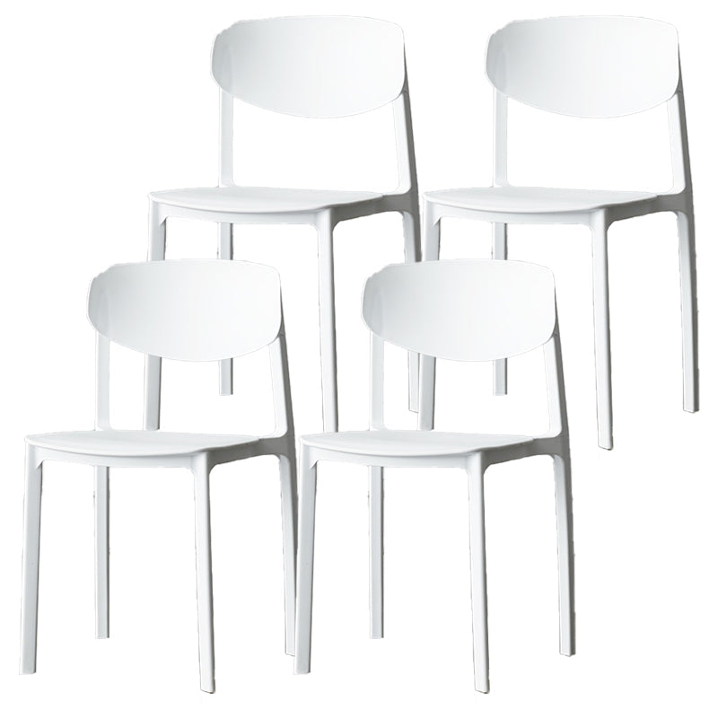 Plastic Contemporary Side Chair Open Back Indoor-Outdoor Chair White 4 Piece Set Clearhalo 'Dining Chairs' 'Dining Tables & Seating' 'dining_chair' 'furn' 'furn_dining_chair' 'Furniture' 'furniture_dining_chair' 'Kitchen & Dining Furniture' 5019839